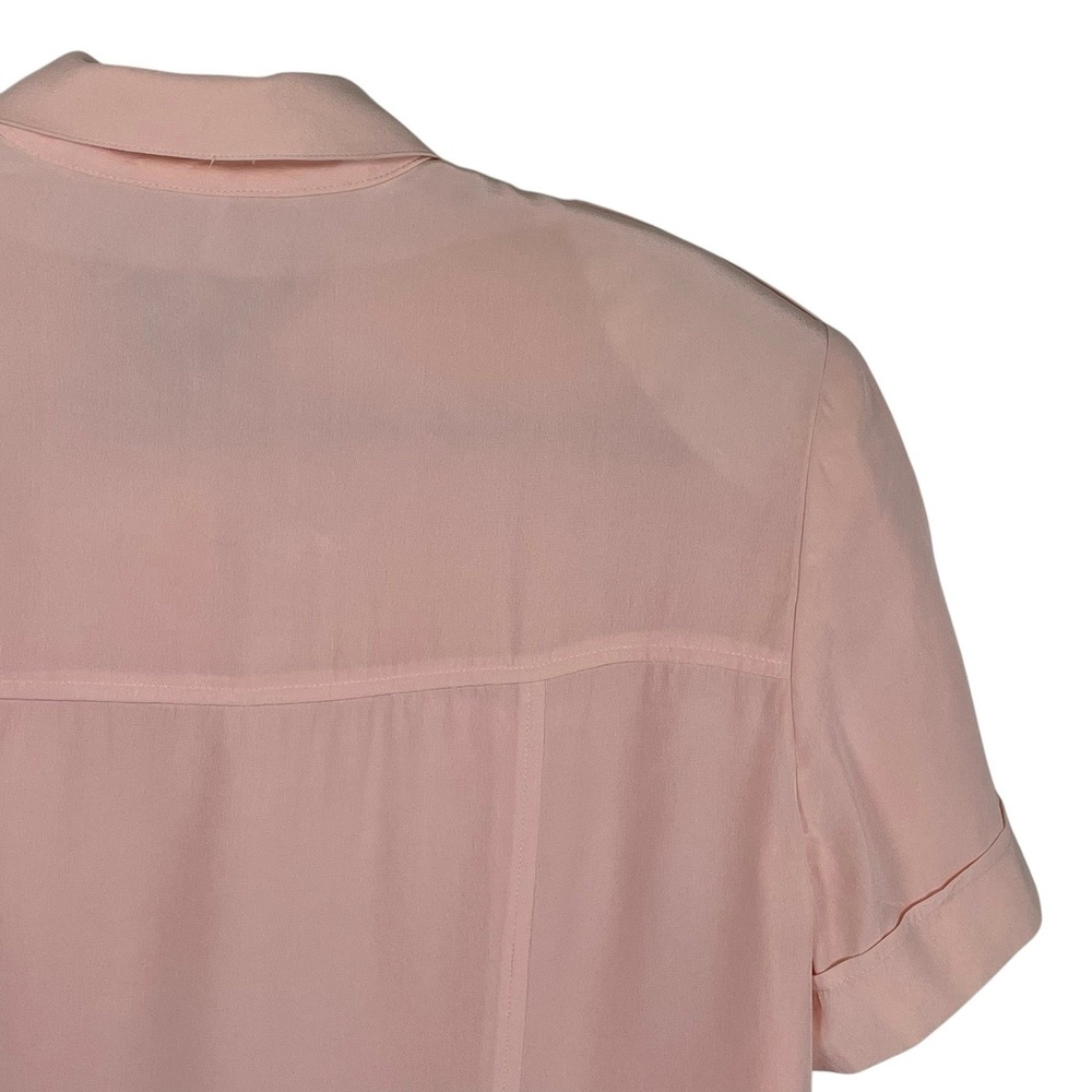 August Silk Womens Pink 100% Silk Short Sleeve Button Front Shirt Dress Size 14 - Picture 7 of 13